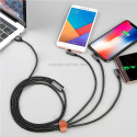 Câble USB 3 En 1 Chargement Rapide iPhone Lightning USB-C Micro USB 1.2m Tricolore