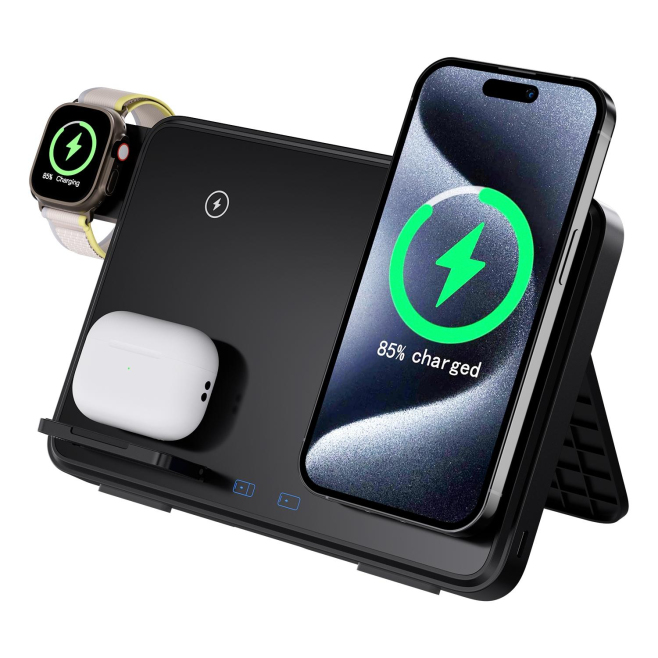 Chargeur Sans Fil Magnétique 3 en 1 Avec Veilleuse Intégrée Puissance de 30W pour Trois Appareils - www.yonis-shop.com