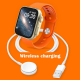 Montre Connectée IPS 1.99 Pouces Suivi Santé Modes Sportifs Or et Orange Charge Sans Fil Autonomie Élevée Compatible iOS et A...