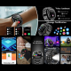 Montre Connectée Étanche IP68 Écran 2.1 Pouces Bluetooth Appels et Notifications Fréquence Cardiaque et Oxygène Noir Acier - ...