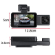 Dashcam 3 Lenses 1080P Vision Nocturne Enregistrement Vidéo 360 Degrés Détection De Mouvement 12MP 3 Pouces Écran 128G Carte ...