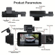 Dashcam 3 Lenses 1080P Vision Nocturne Enregistrement Vidéo 360 Degrés Détection De Mouvement 12MP 3 Pouces Écran 128G Carte ...