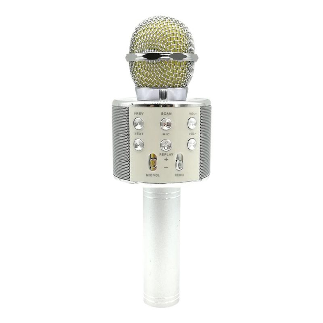 Microphone Android iOS Karaoké Bluetooth Fréquence 10 kHz Puissance 5W Enregistreur Argent - www.yonis-shop.com