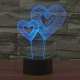 Lampe 3D Style Double Coeur 7 Couleurs Luminaire LED Tactile 0.5W Décoration Chambre Salon Hall Couloir - www.yonis-shop.com