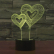Lampe 3D Style Double Coeur 7 Couleurs Luminaire LED Tactile 0.5W Décoration Chambre Salon Hall Couloir - www.yonis-shop.com