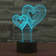 Lampe 3D Style Double Coeur 7 Couleurs Luminaire LED Tactile 0.5W Décoration Chambre Salon Hall Couloir - www.yonis-shop.com
