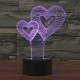 Lampe 3D Style Double Coeur 7 Couleurs Luminaire LED Tactile 0.5W Décoration Chambre Salon Hall Couloir - www.yonis-shop.com