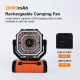 Ventilateur De Camping 3 En 1 Avec Batterie 20000 mAh Éclairage LED Et Crochet Pour Tente Ou Table - www.yonis-shop.com