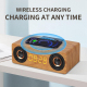Enceinte Bluetooth Multifonction Bois Avec Chargeur Sans Fil et Alarme 10W 1200mAh - www.yonis-shop.com