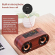 Enceinte Bluetooth Bois Haut-Parleur Double Cornes Qualité Sonore 3W Puissance Ajustement Volume Batterie Longue Durée Micro ...