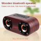 Enceinte Bluetooth Bois Haut-Parleur Double Cornes Qualité Sonore 3W Puissance Ajustement Volume Batterie Longue Durée Micro ...