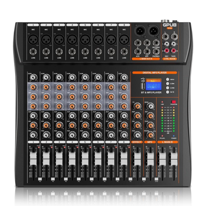 XTUGA GP80 8-Channel Professional Analog Mixer(Black) - www.yonis-shop.com