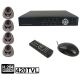 Kit de vid&eacute;osurveillance noir incluant enregistreur DVR, quatre cam&eacute;ras d&ocirc;mes, t&eacute;l&eacute;commande et souris filaire. - Yonis Y-kvs4