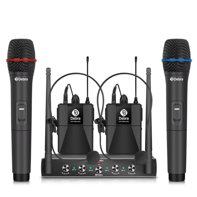 Système Micro Sans Fil UHF 4 Canaux Avec 2 Micros Main 2 Émetteurs Ceinture Portée 100 Mètres - www.yonis-shop.com