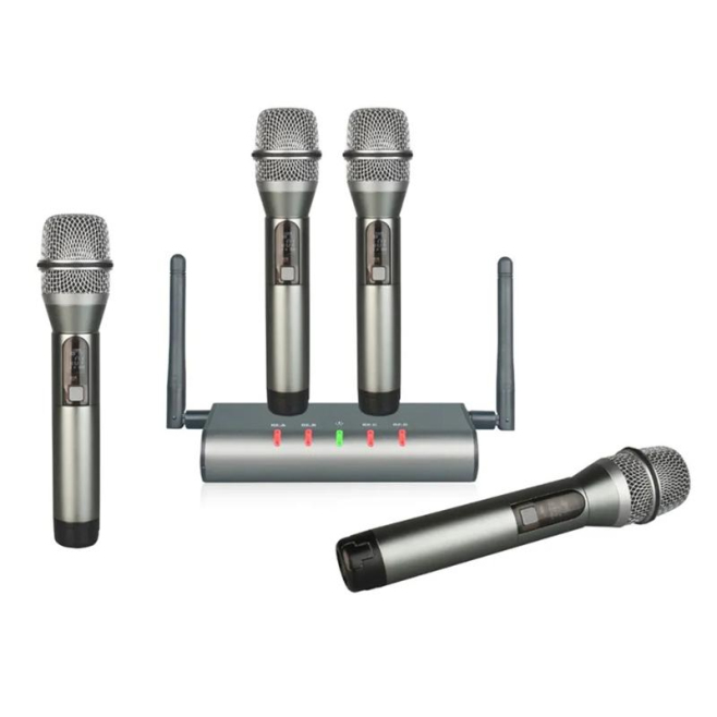 Système De Microphone Sans Fil Professionnel 4 Canaux Avec 4 Micros Portatifs UHF Longue Portée - www.yonis-shop.com