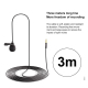 Microphone Lavalier Haute Fidélité Enregistrement Continu Fixation Métallique Câble 3m 20g - www.yonis-shop.com