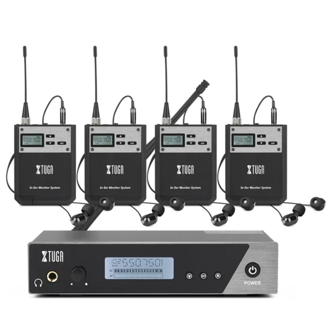 Microphone Professionnel Sans Fil In Ear Monitor Système 4 BodyPacks Ultra Haute Fréquence 80-100 Mètres Receveur Métal Pour ...