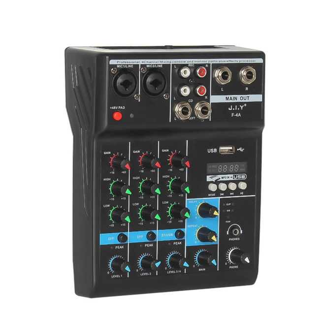 Table De Mixage Audio Bluetooth Pour Streaming Et Enregistrement 4 Voies Avec USB XLR Et Alimentation Fantôme 48 V - www.yoni...