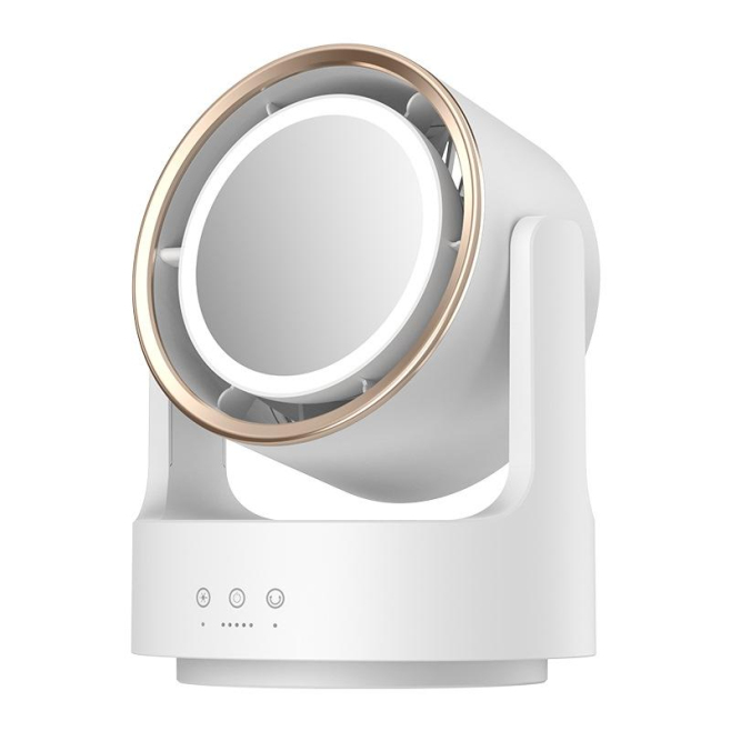 Ventilateur De Bureau 3 En 1 Sans Pales Avec Miroir Cosmétique Éclairage LED Rechargeable 5 Vitesses Oscillant - www.yonis-sh...