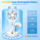 Ventilateur De Bureau Électrique Pliable À Hauteur Réglable Batterie Rechargeable 8000 mAh 4 Vitesses Silencieux Minuteur 4 h...