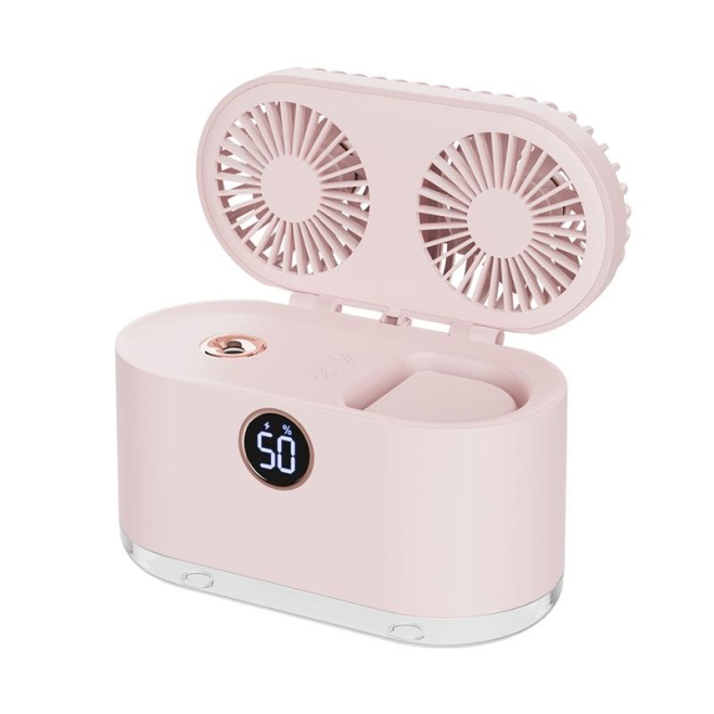 Ventilateur De Bureau Avec Humidificateur Double Hélice Veilleuse Affichage Numérique Et Réservoir 400 Ml - www.yonis-shop.com