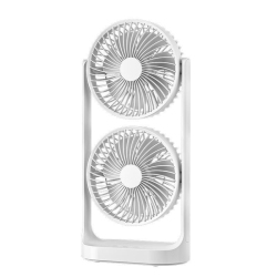 Ventilateur De Bureau À Double Tête Contrôle Indépendant Orientation À 360° 3 Vitesses Batterie 4000 mAh
