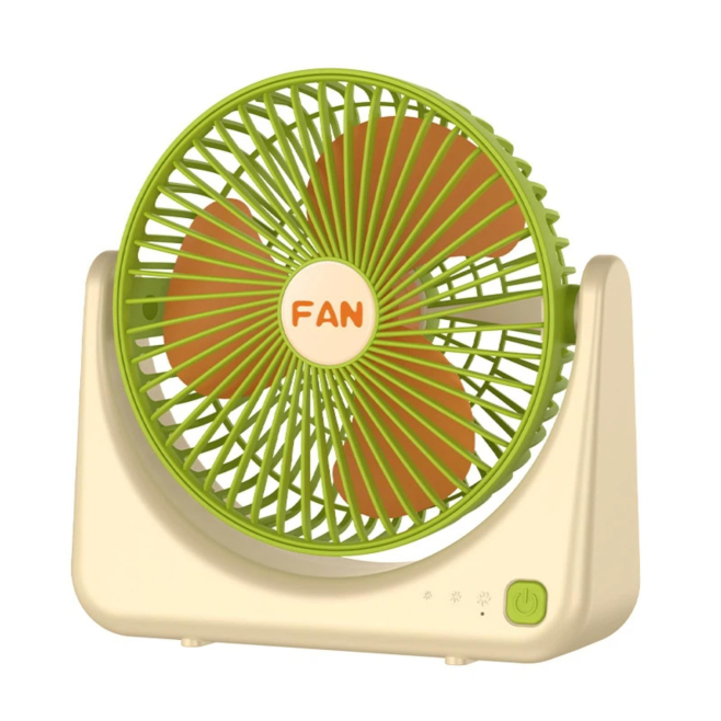 Mini Ventilateur De Bureau USB Rechargeable Silencieux À Flux D’Air Turbine 3 Vitesses Orientable 90° Beige Vert - www.yonis-...