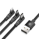 Câble USB 3 En 1 Chargement Rapide iPhone Lightning USB-C Micro USB 1.2m Tricolore