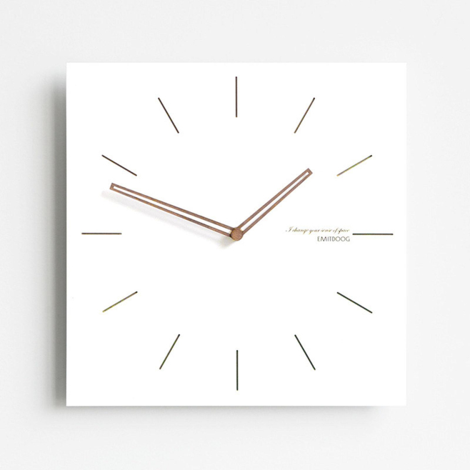Horloge Murale Carrée 12 Pouces Silencieuse Avec Aiguilles En Bois Design Blanc Géométrique - www.yonis-shop.com
