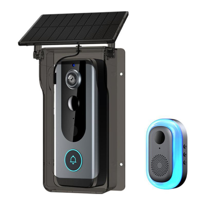 Sonnette Vidéo Sans Fil Avec Vision Nocturne Interphone Bidirectionnel Solaire IP65 Détection Humaine 120° WiFi 2,4 GHz - www...
