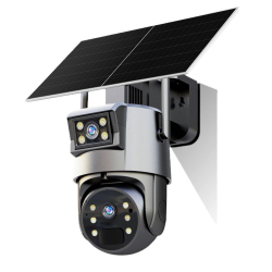 Caméra De Surveillance Solaire Connectée 4G Double Objectif 1080P Batterie 10400mAh Vision Nocturne Couleur IP66