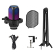 Microphone Condensateur USB À Réduction De Bruit Cardioïde 192 KHz 24 Bits Avec Éclairage RGB - www.yonis-shop.com