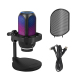 Microphone USB Condensateur De Bureau À Réduction De Bruit Cardioïde RGB 192kHz 24Bit Avec Monitoring 3,5mm - www.yonis-shop.com