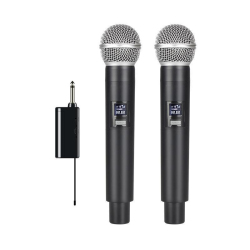 Microphones Sans Fil UHF À Main Avec Récepteur 2 Pièces Portée De 50 Mètres Et 3 Batteries Lithium