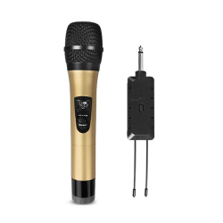 Microphone Sans Fil VHF À Main 2 En 1 Avec Réduction Du Bruit Portée 50 M Et Récepteur Rechargeable