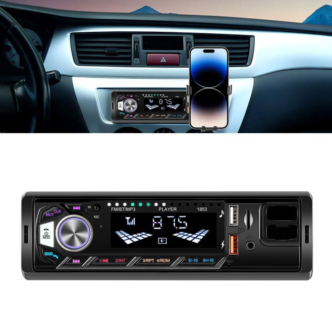 # Autoradio MP3 Simple DIN Avec Bluetooth Support De Téléphone Carte Mémoire 32 Go USB AUX Et Radio FM - www.yonis-shop.com
