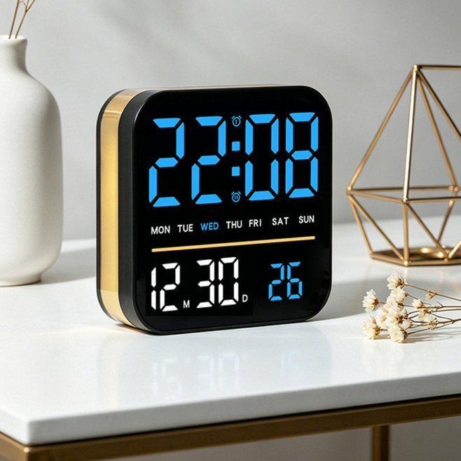 Réveil LED De Bureau Avec Veilleuse Latérale Écran Dimmable Et Sortie USB 5V Affichage Date Jour Et Secondes - www.yonis-shop...