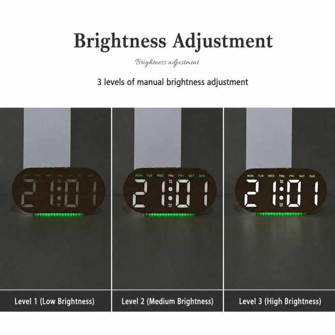 Réveil Numérique LED De Chevet Avec Alarme Lumière Ambiante Date Température Et 3 Niveaux De Luminosité - www.yonis-shop.com