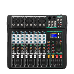 Table De Mixage Audio 8 Canaux Pour DJ Streaming Podcast Et Karaoké Bluetooth USB Et Alimentation 48 V Fantôme
