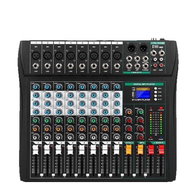 XTUGA CT80 8-Channel Professional Audio Mixer DJ Console(Black) - www.yonis-shop.com