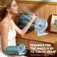 Ventilateur Portable Pliable À Main 5 Vitesses Écran LED Moteur Brushless Silencieux Batterie 3000mAh Recharge Type C - www.y...