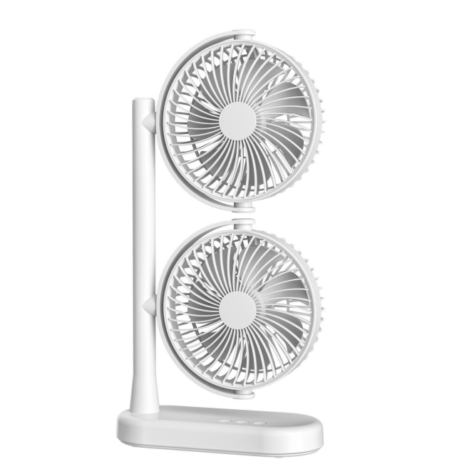 Ventilateur De Bureau Double Tête Orientable À 360 Degrés 3 Vitesses Commandes Séparées Batterie 4000 mAh - www.yonis-shop.com