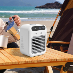 Rafraîchisseur D’Air De Bureau Avec Brumisation Réservoir 500 Ml Et Batterie 1800 Mah