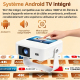 Vidéoprojecteur LED Compact Home Cinéma Full HD 1080p Android 13 WiFi 6 Auto Focus Support 4K Rotation 180° - www.yonis-shop.com