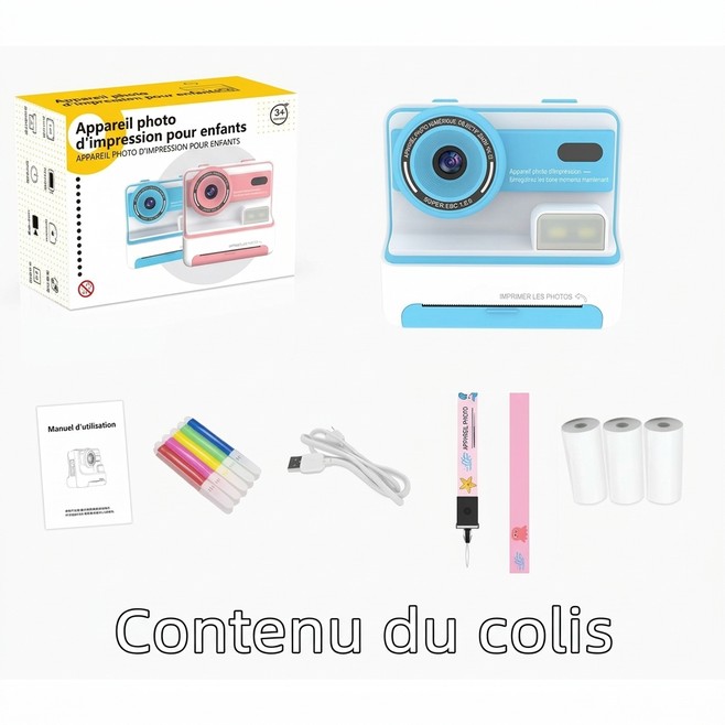Appareil Photo Instantané Pour Enfants 48MP Avec Impression Thermique Noir Et Blanc Filtres Créatifs Vidéo Et Stylo Couleur -...