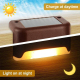 Lampes Solaires LED Pour Escaliers Extérieurs 12 Pièces Étanches IP65 Blanc Chaud Marron Allumage Automatique 8 À 10 Heures -...