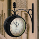 Horloge Murale Vintage Double Face En Fer Forgé Décorative Silencieuse Pour Salon Et Bureau - www.yonis-shop.com