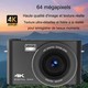 Appareil Photo Numérique 4K HD Écran Tactile 64MP Anti-Tremblement Vlogging avec Zoom Automatique et Batterie Longue Durée - ...