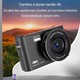 Appareil Photo Numérique 4K HD Écran Tactile 64MP Anti-Tremblement Vlogging avec Zoom Automatique et Batterie Longue Durée - ...