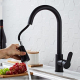 Robinet De Cuisine Mitigeur Extractible Inox Noir Double Jet Eau Chaude Et Froide Rotation 360° Cartouche Céramique - www.yon...